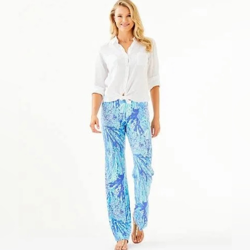 NWT Lilly Pulitzer Georgia May Palazzo Pants in Hey Hey Soleil